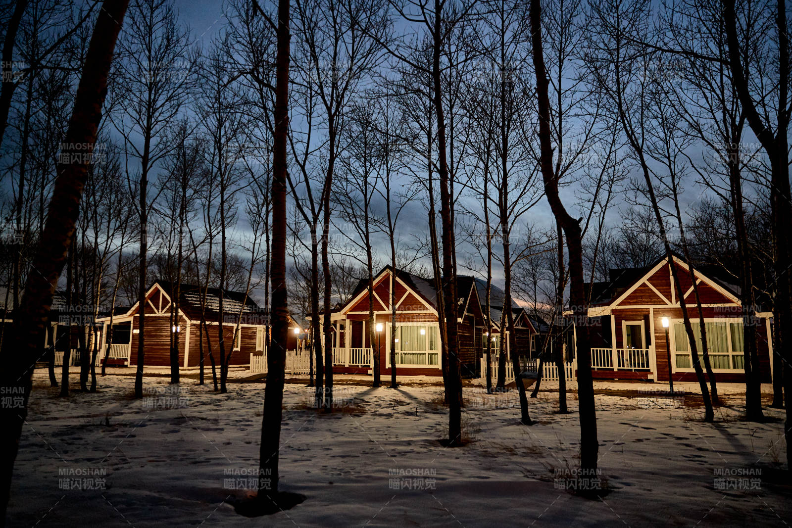 中国河北张家口库伦淖景区木屋别墅建筑群