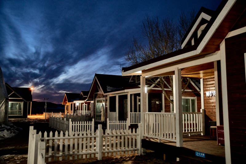 中国河北张家口库伦淖景区木屋别墅建筑群