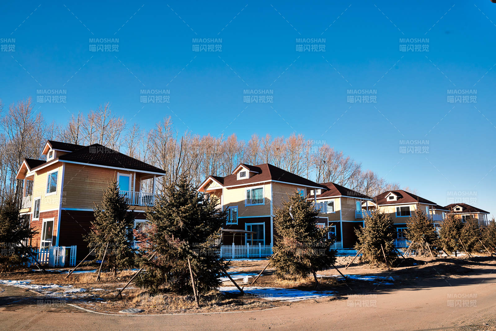 中国河北张家口库伦淖景区木屋别墅建筑群