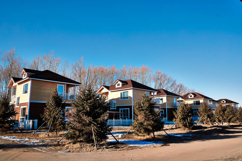 中国河北张家口库伦淖景区木屋别墅建筑群