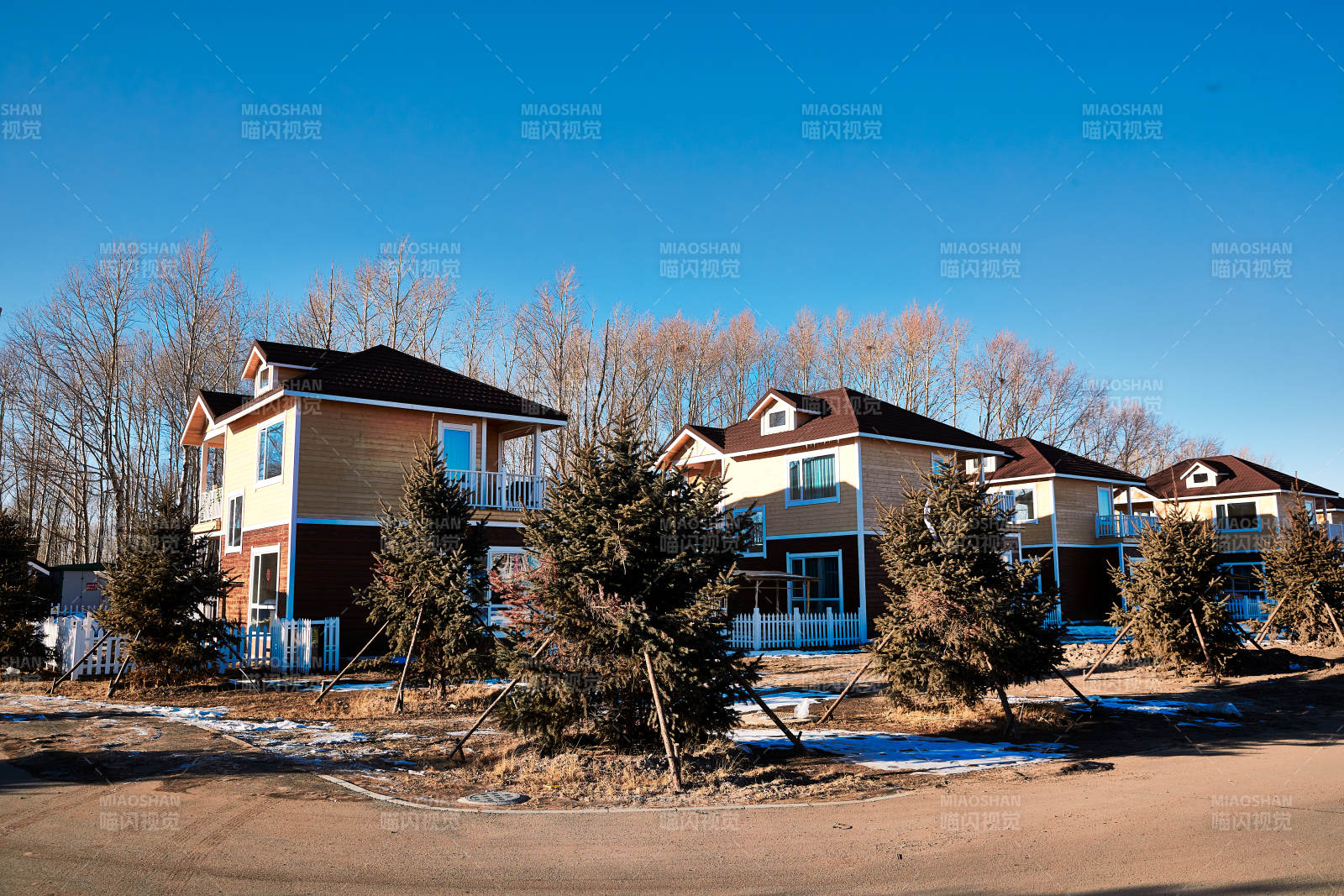 中国河北张家口库伦淖景区木屋别墅建筑群