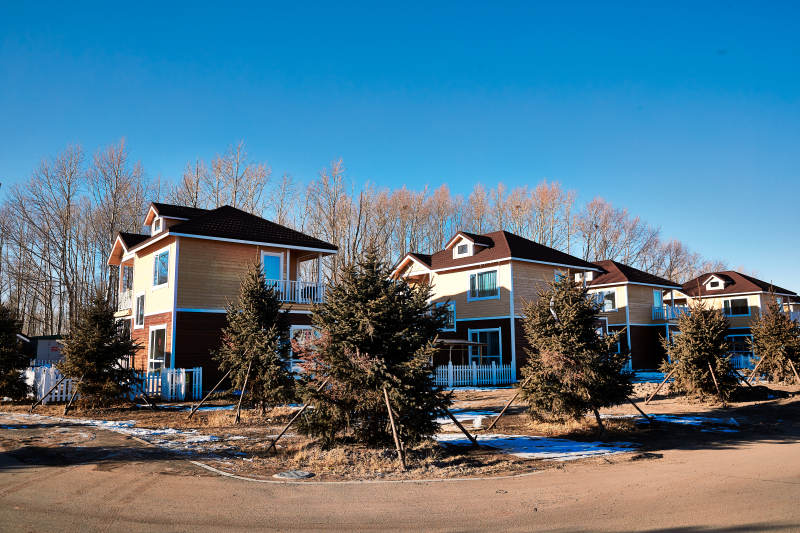 中国河北张家口库伦淖景区木屋别墅建筑群