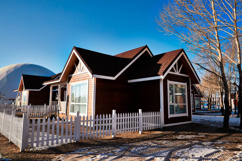 中国河北张家口库伦淖景区木屋别墅建筑群