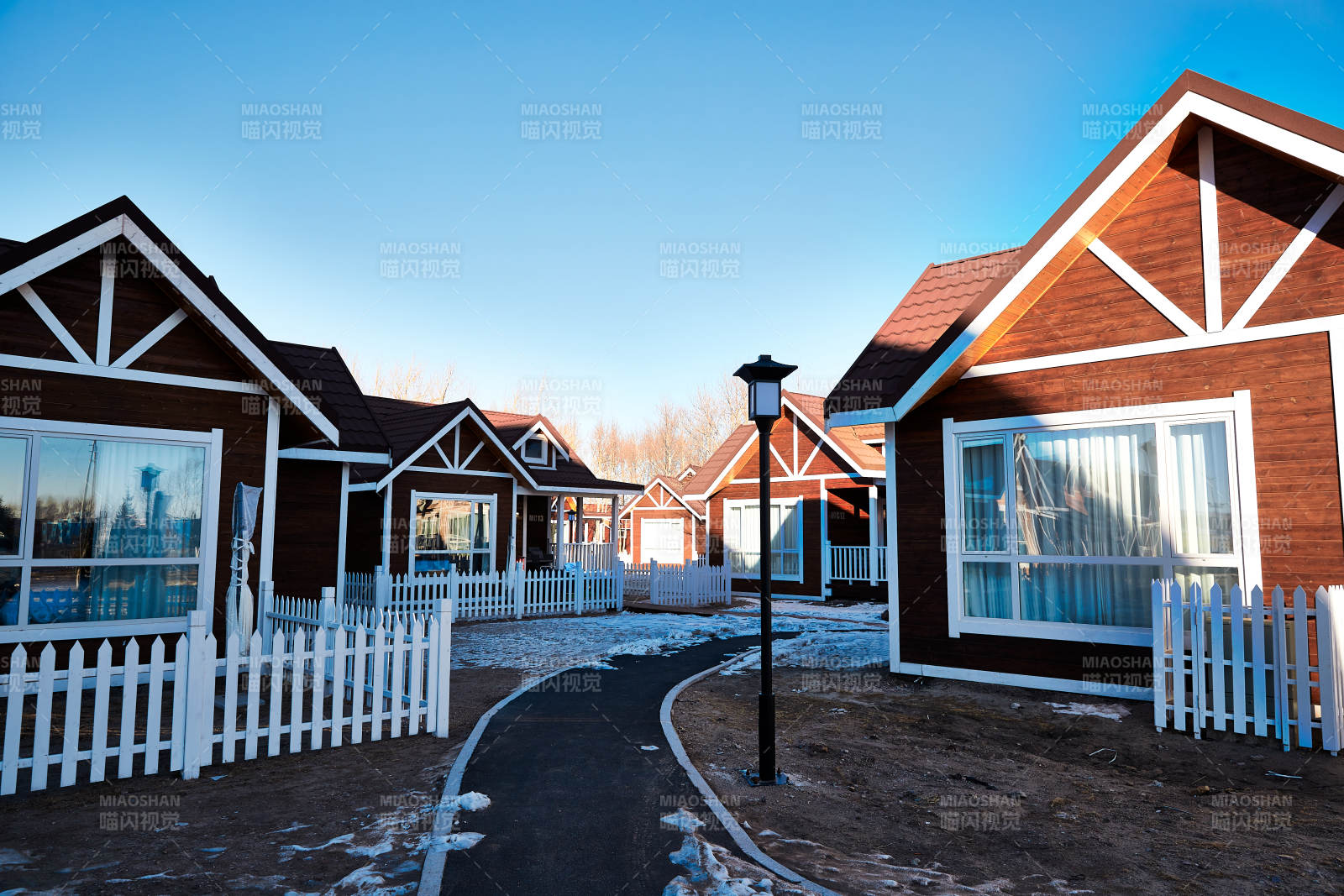 中国河北张家口库伦淖景区木屋别墅建筑群