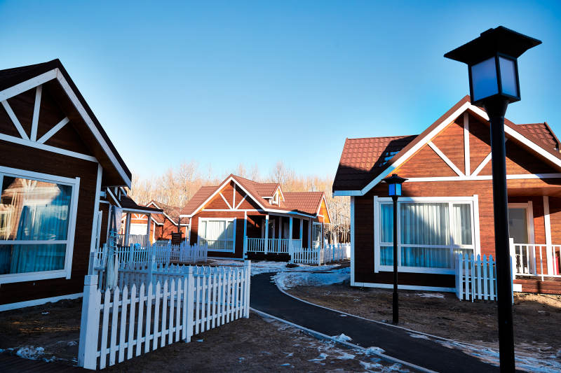 中国河北张家口库伦淖景区木屋别墅建筑群