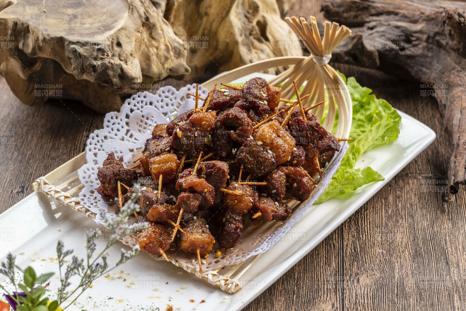 香炸牙簽自然羊五花肉孜然羊肉