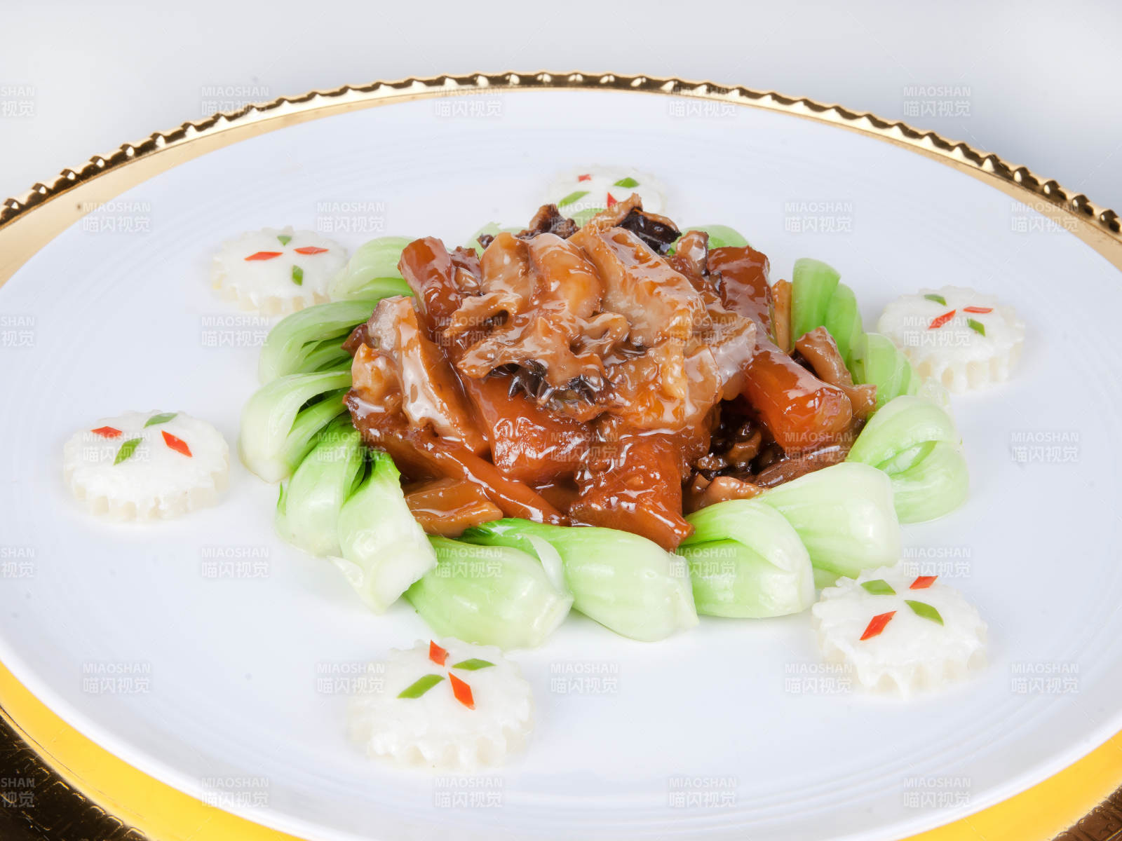 葱烧蹄筋梅花参