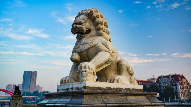 天津狮子桥石狮守桥 城市风光