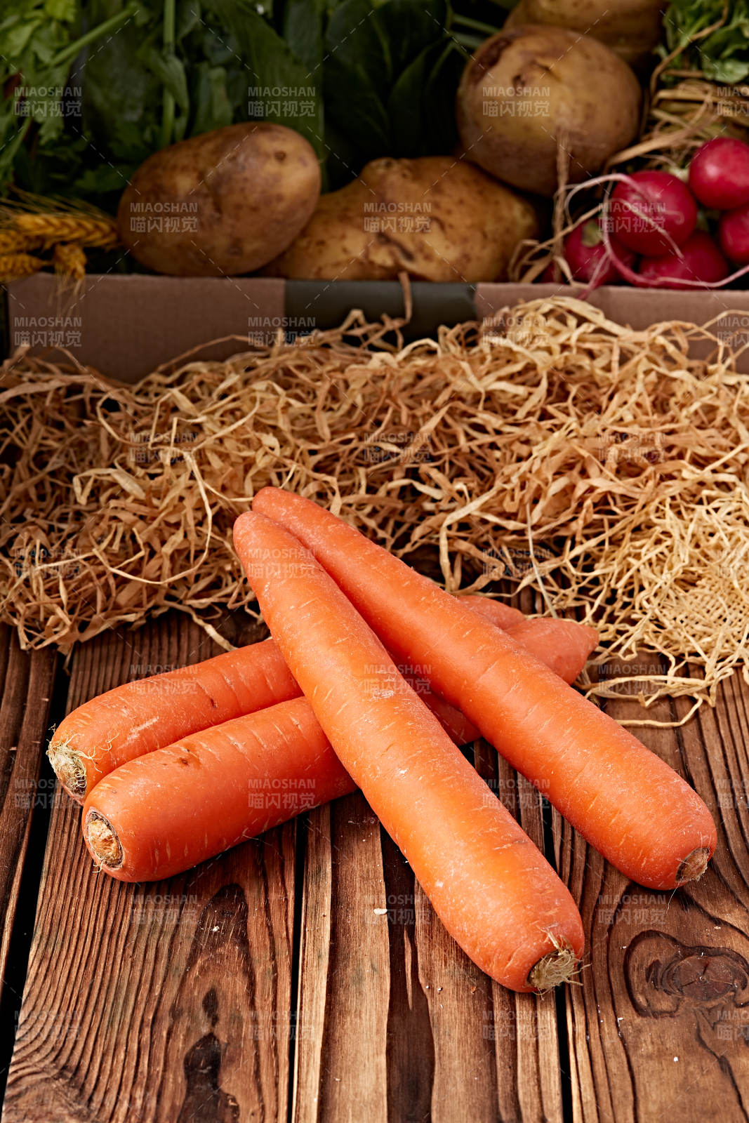 新鲜采摘有机蔬菜胡萝卜