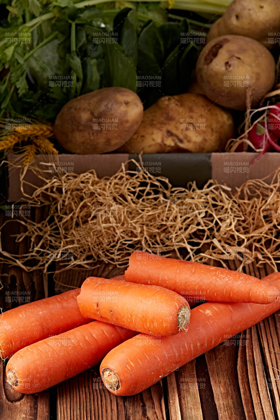 新鲜采摘有机蔬菜胡萝卜