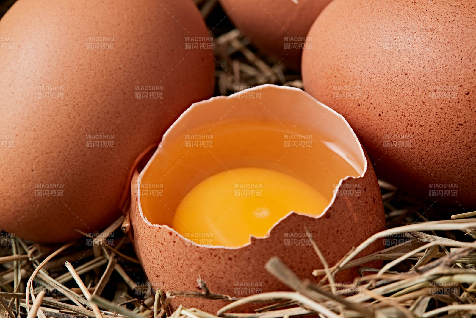 被草團擁抱的營養豐富味道鮮美的油雞蛋