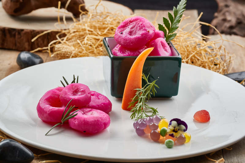 火龙果汁鱼泥糕