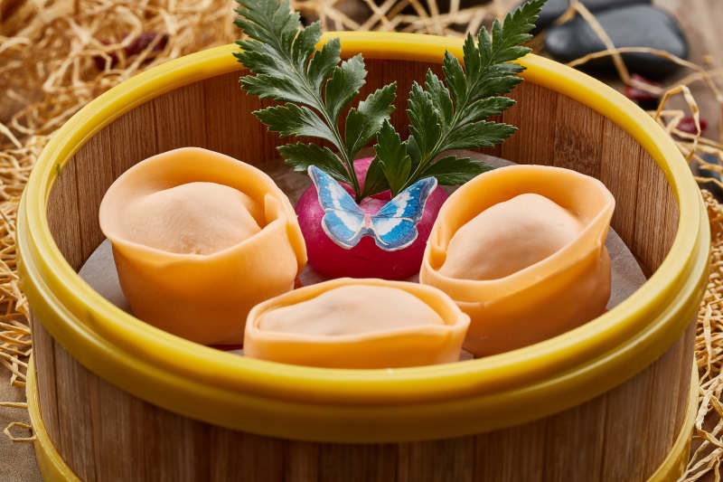 茶餐元宝蒸饺-摄影图