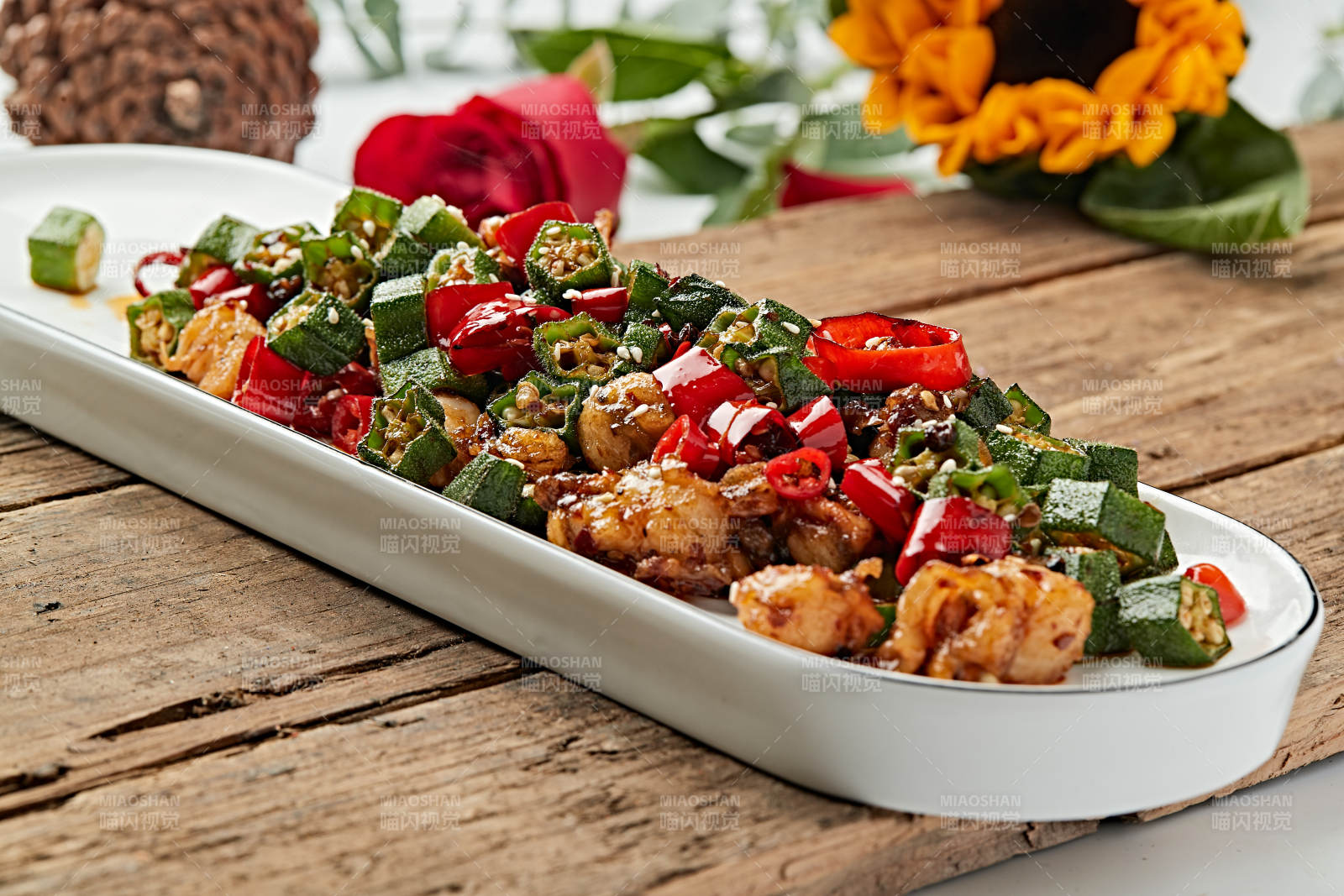 香辣秋葵炒扇贝肉