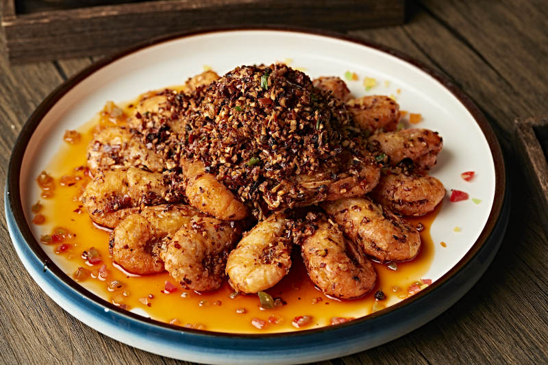 椒麻香辣红油香炸罗氏虾