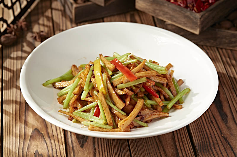 彩椒丝西芹XO酱烧杏鲍菇