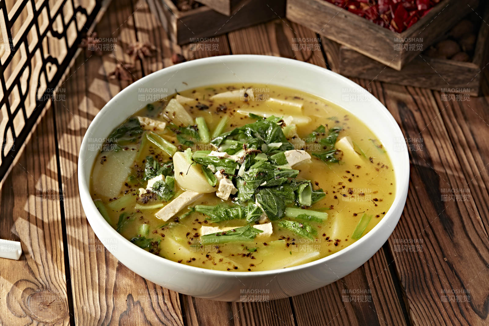 土豆豆腐炖小白菜胡麻花