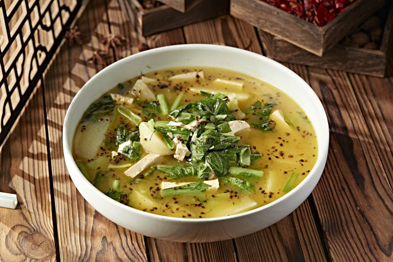 土豆豆腐炖小白菜胡麻花