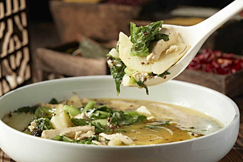 土豆豆腐炖小白菜胡麻花