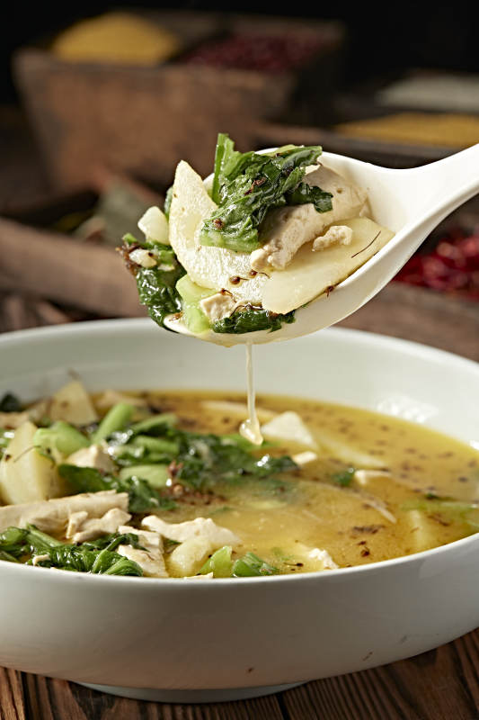 土豆豆腐炖小白菜胡麻花