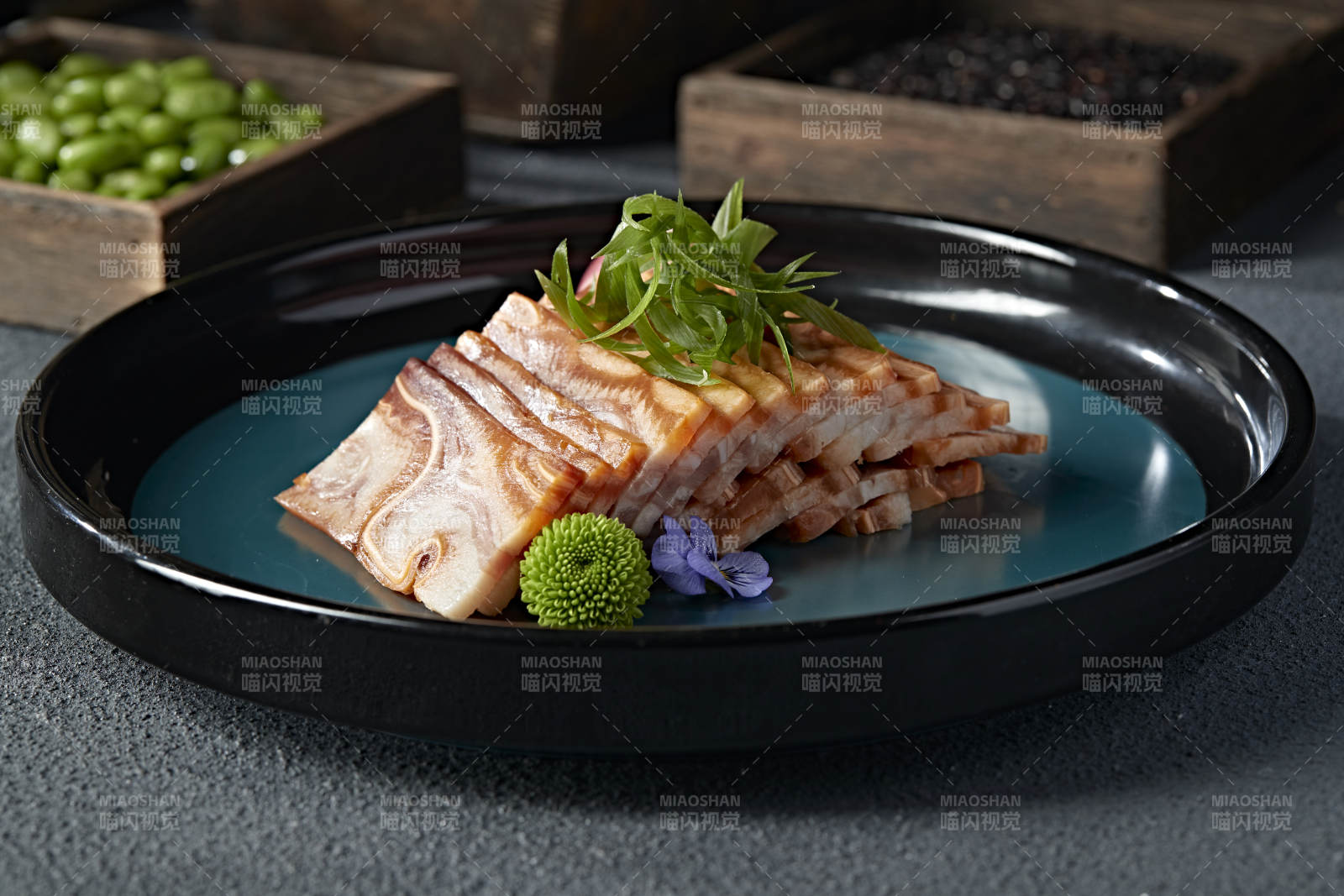 风味美食压猪耳丝皮冻切片