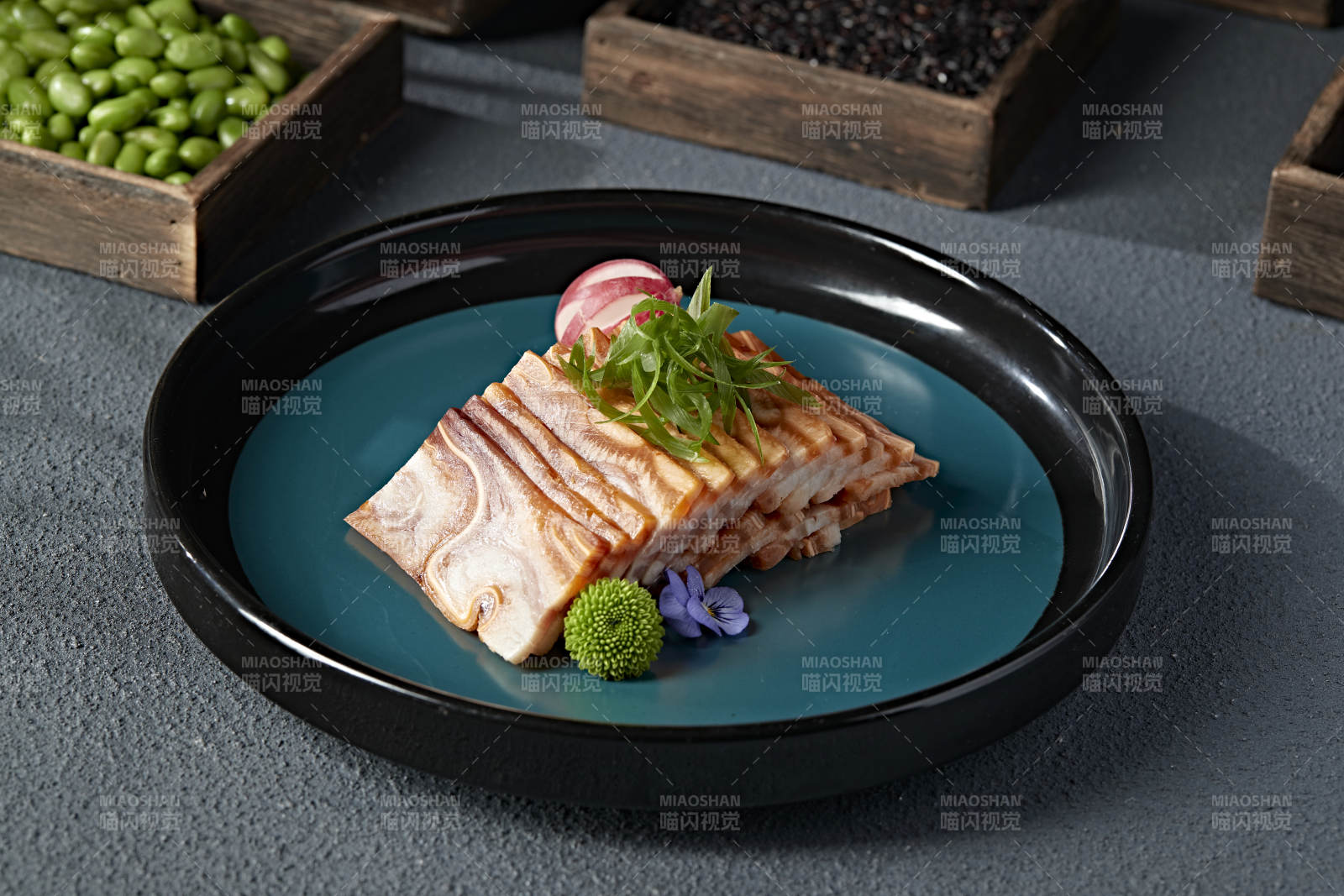 风味美食压猪耳丝皮冻切片