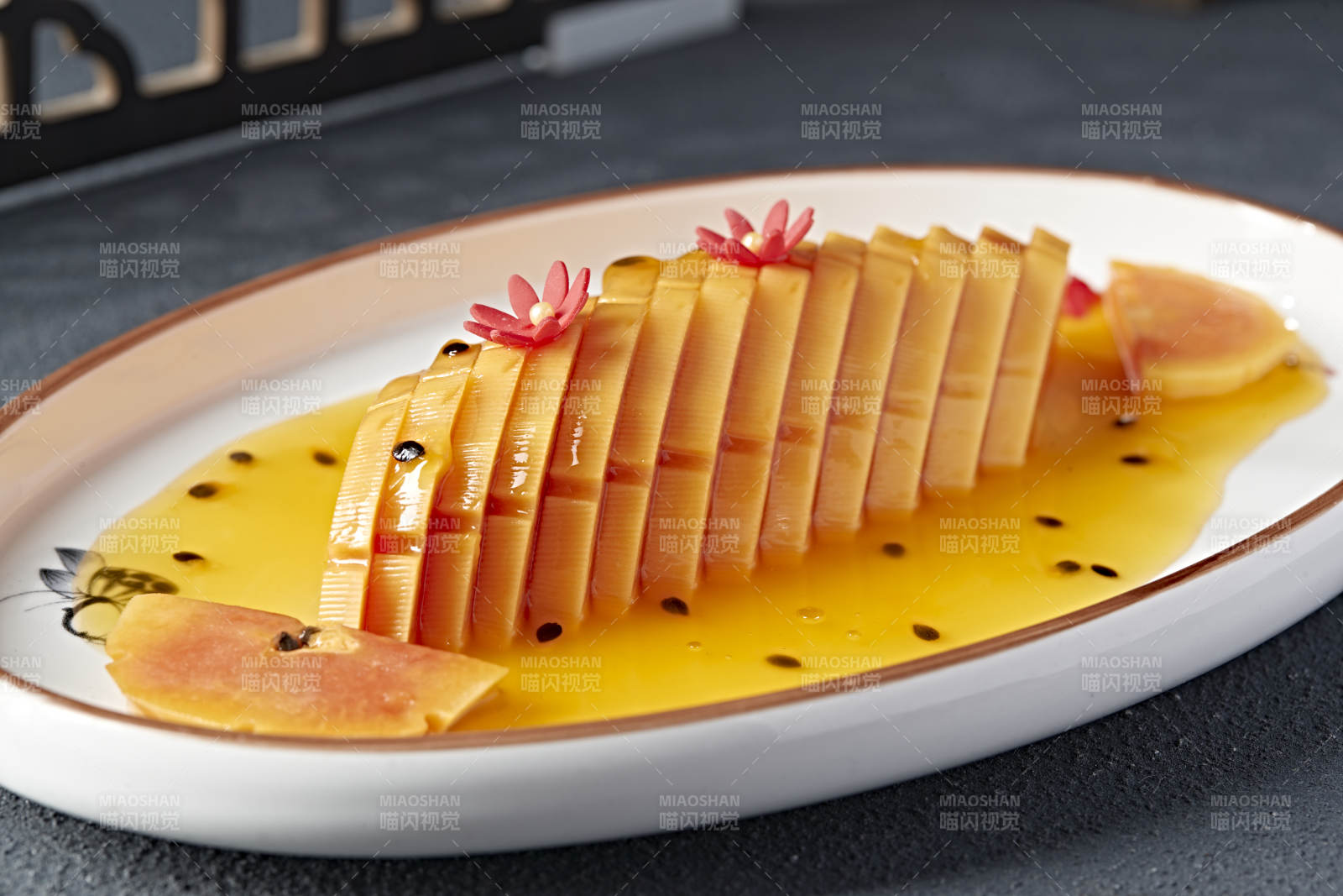 蜂蜜百香果汁腌木瓜片