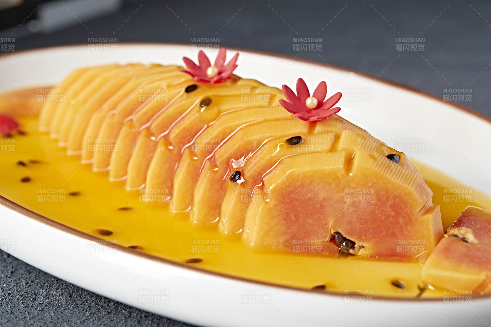 蜂蜜百香果汁腌木瓜片