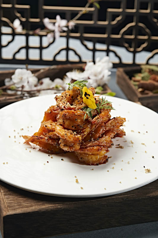 咸蛋黄芽菜水晶粉炒鱿鱼须