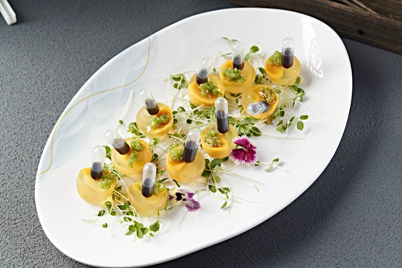 分子料理美食芒果蜜汁仿真皮蛋