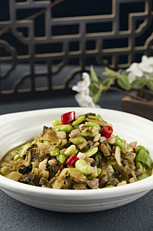 米椒蠶豆瓣肉沫燒雪菜