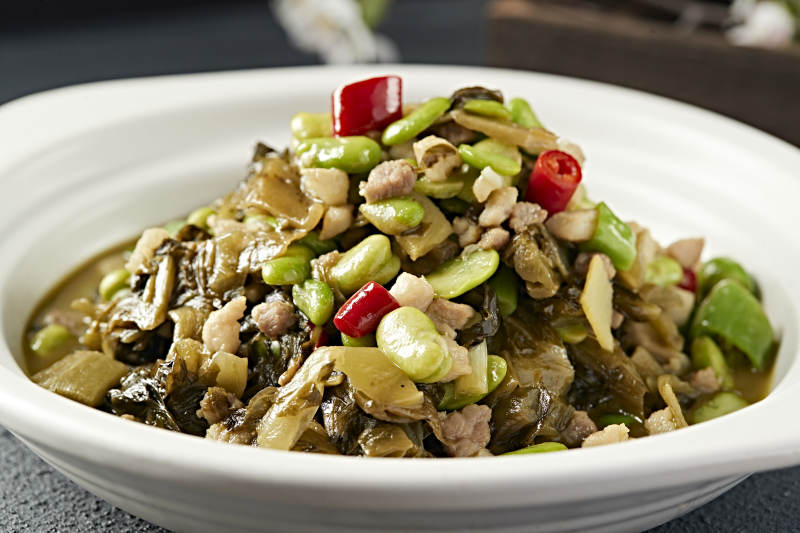 米椒蠶豆瓣肉沫燒雪菜
