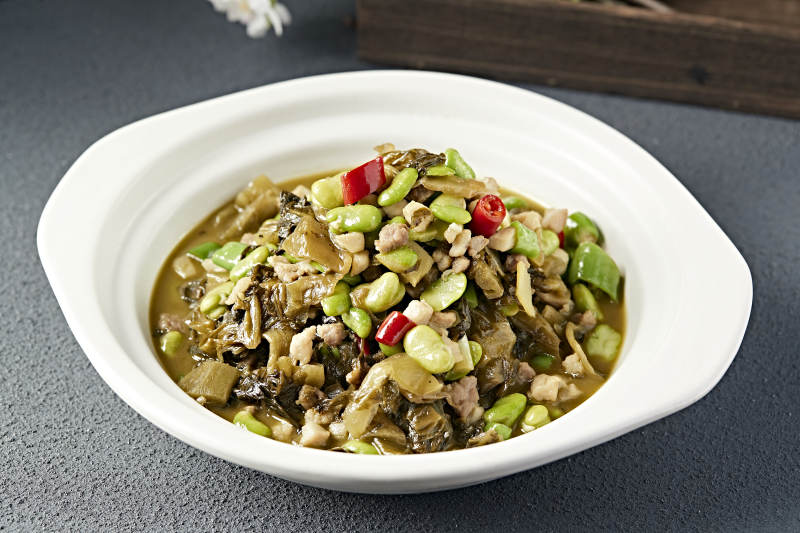 米椒蠶豆瓣肉沫燒雪菜