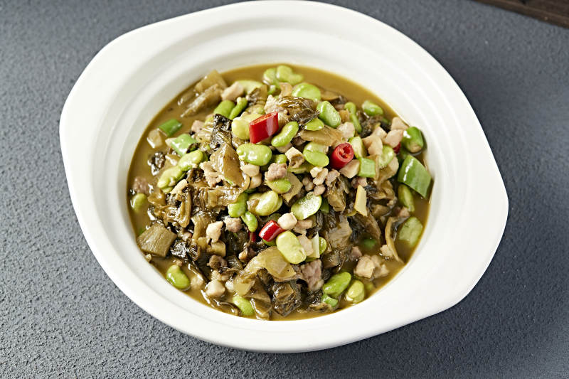 米椒蠶豆瓣肉沫燒雪菜