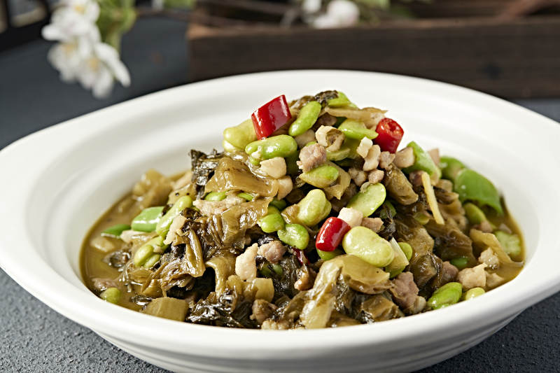 米椒蠶豆瓣肉沫燒雪菜