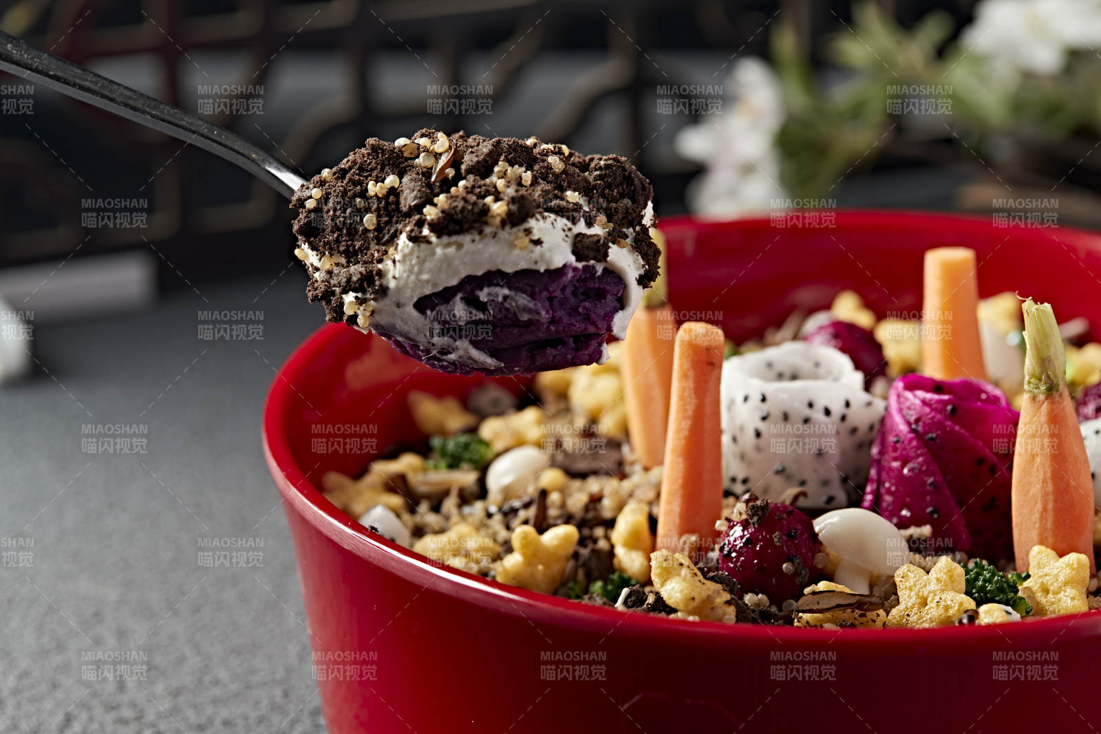 藜麥米奧利奧碎果蔬奶油紫薯千層蛋糕