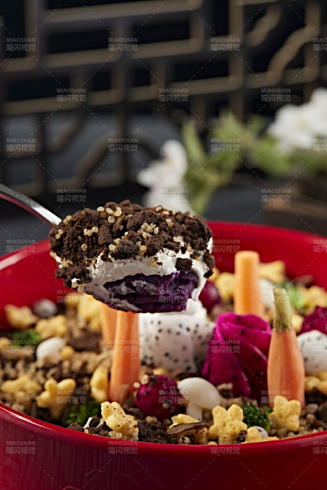 藜麥米奧利奧碎果蔬奶油紫薯千層蛋糕