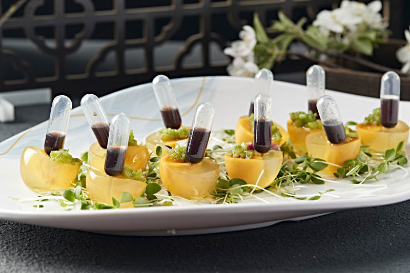 分子料理美食芒果蜜汁仿真皮蛋