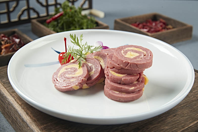 火腿鸡蛋卷切片