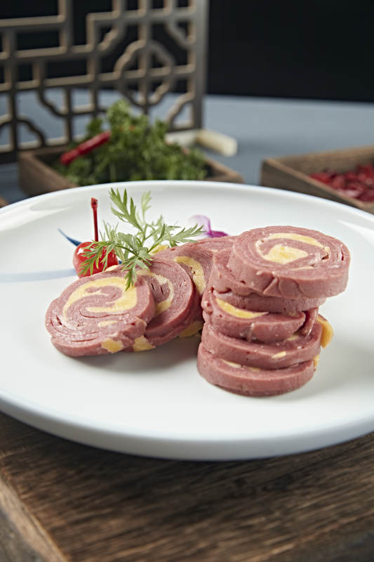 火腿鸡蛋卷切片