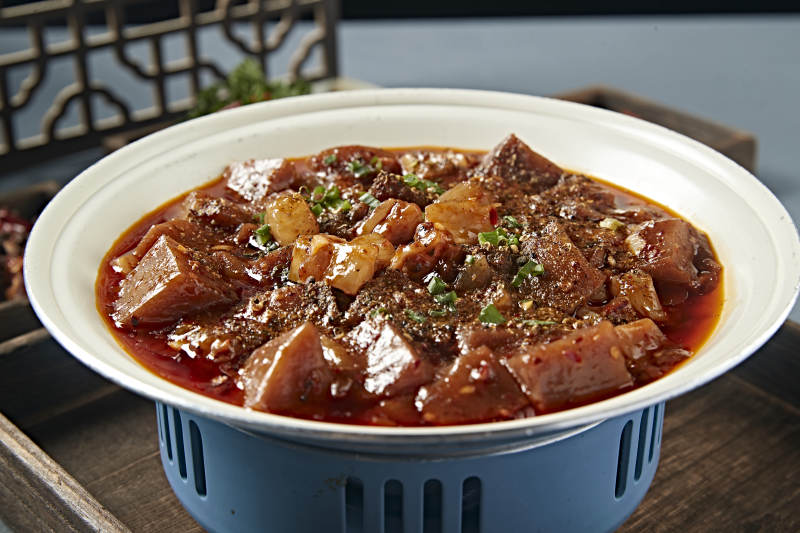 香辣紅油蹄筋燒燜子粉坨