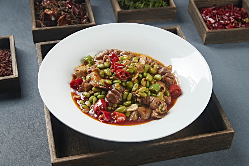 米椒青豆烧肥肠
