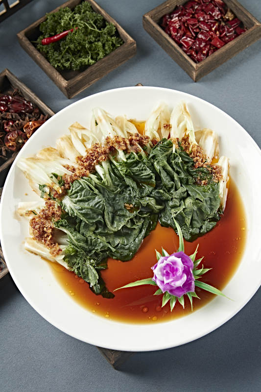 澆汁炸蟹肉碎奶白菜小白菜