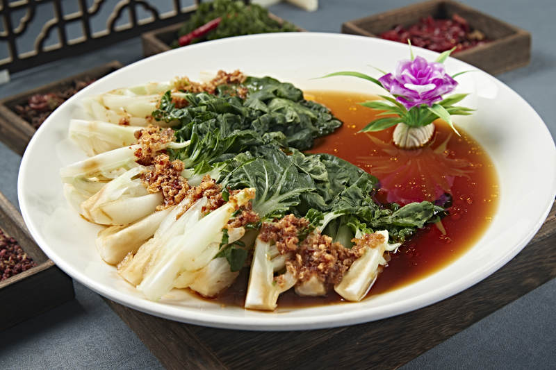 澆汁炸蟹肉碎奶白菜小白菜