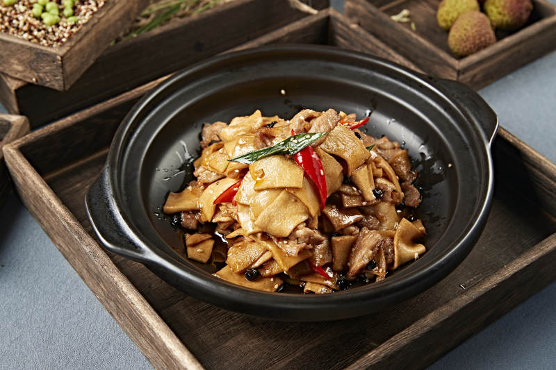 豆豉彩椒杏鮑菇片炒五花肉