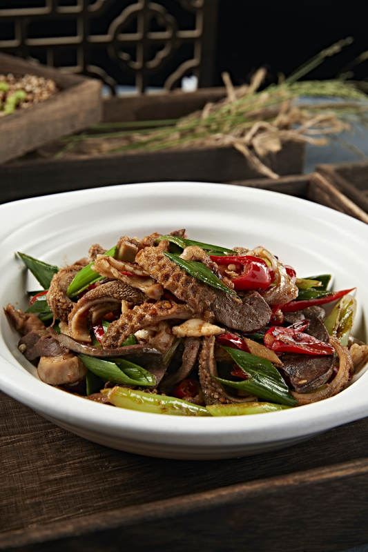 杭椒蒜苗辣炒羊雜