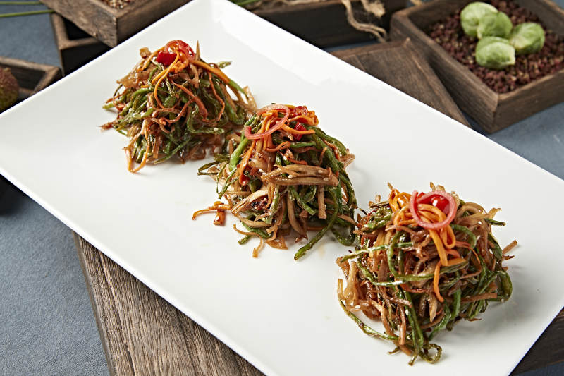 爆炒三丝 虫草花豆角丝杏鲍菇丝