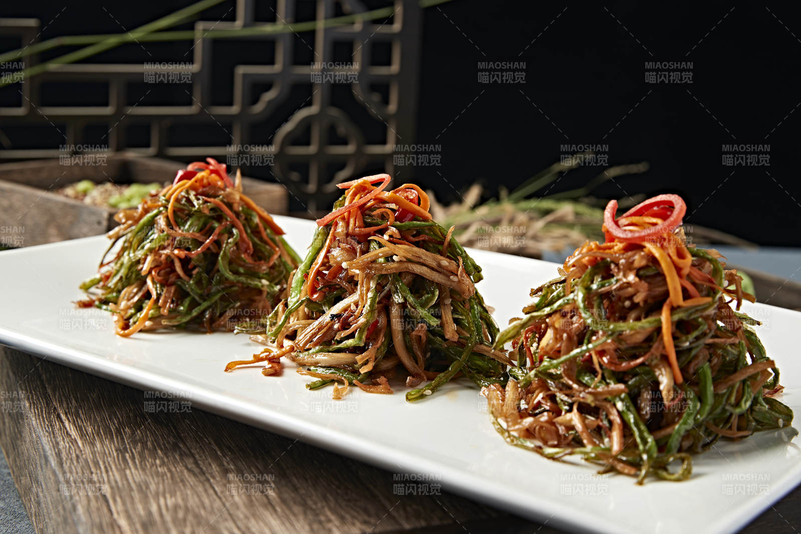 爆炒三丝 虫草花豆角丝杏鲍菇丝