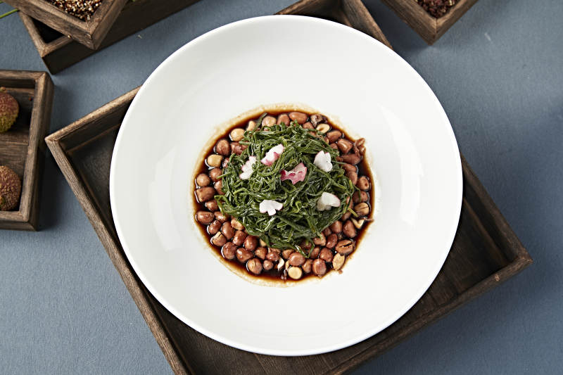 美味凉菜老醋花生拌沙葱