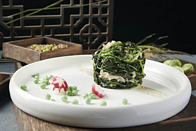 扇贝裙边肉菠菜墩